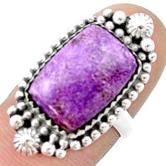 8.54cts solitaire natural purpurite stichtite 925 silver ring size 6 u39443