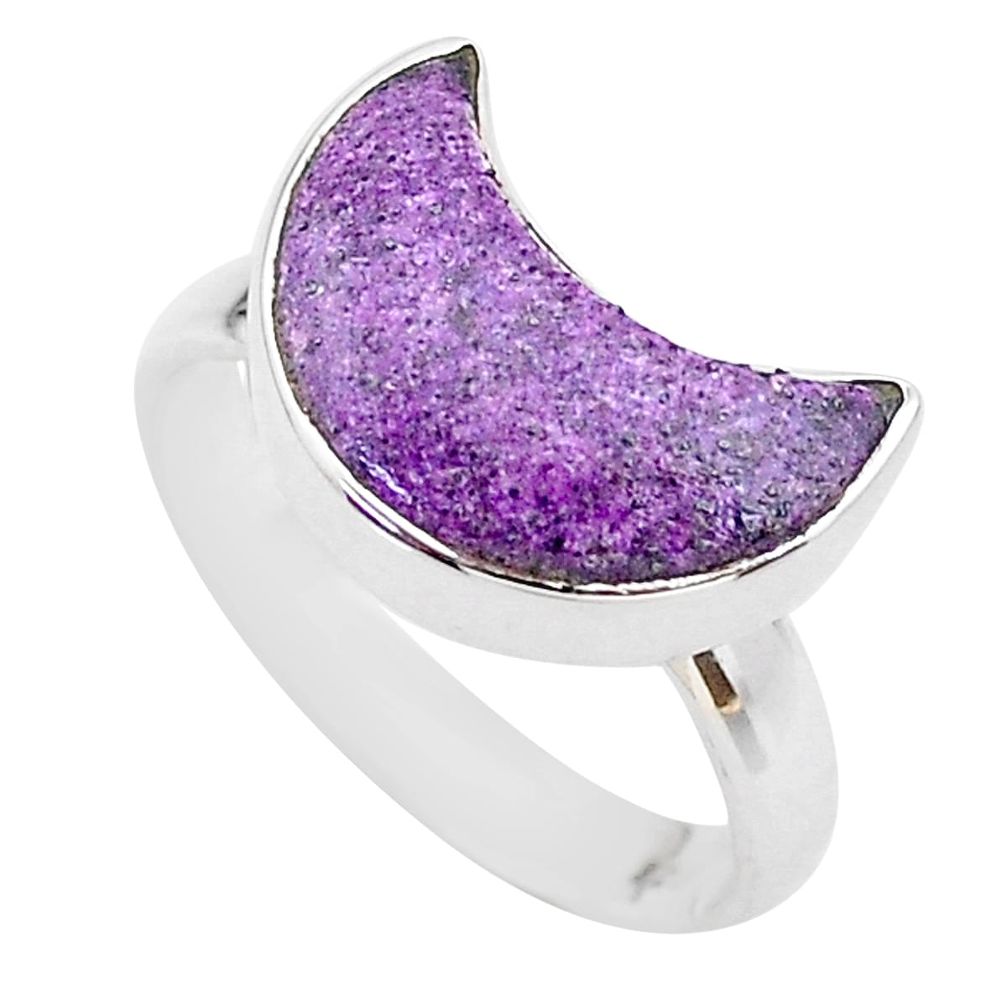 5.79cts moon natural purpurite stichtite 925 silver ring size 7 t22085