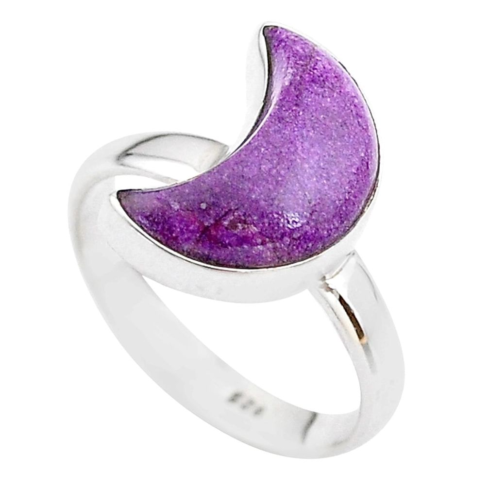 5.47cts moon natural purpurite stichtite 925 silver ring size 8 t22091