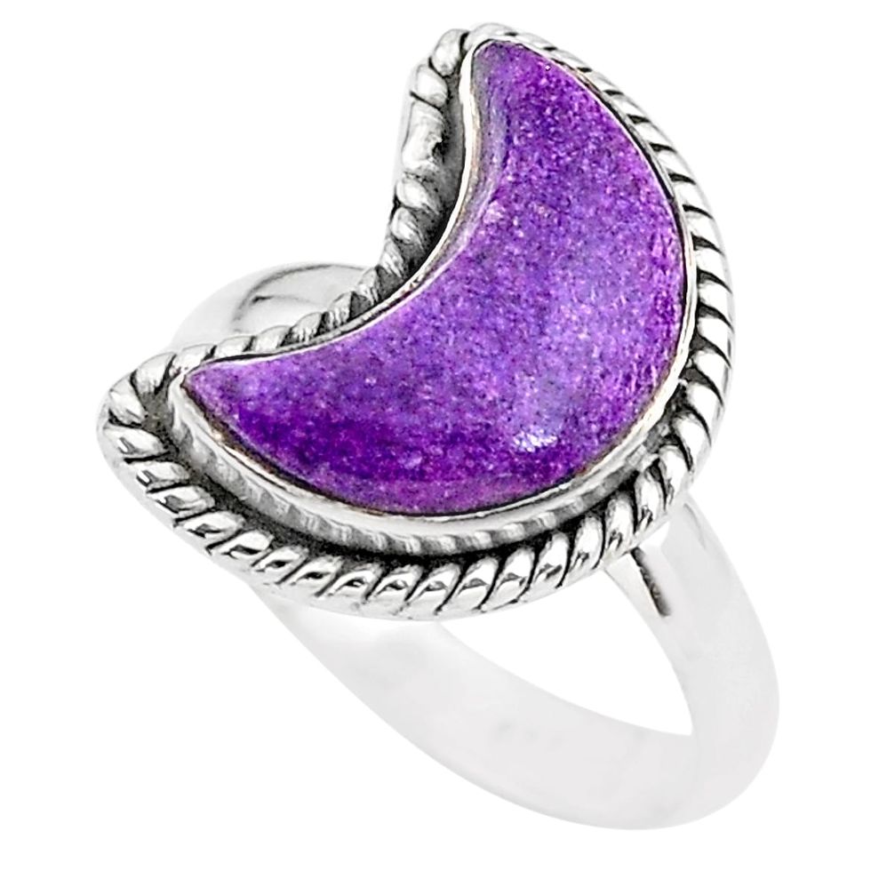 5.82cts moon natural purpurite stichtite 925 silver ring size 8 t22170