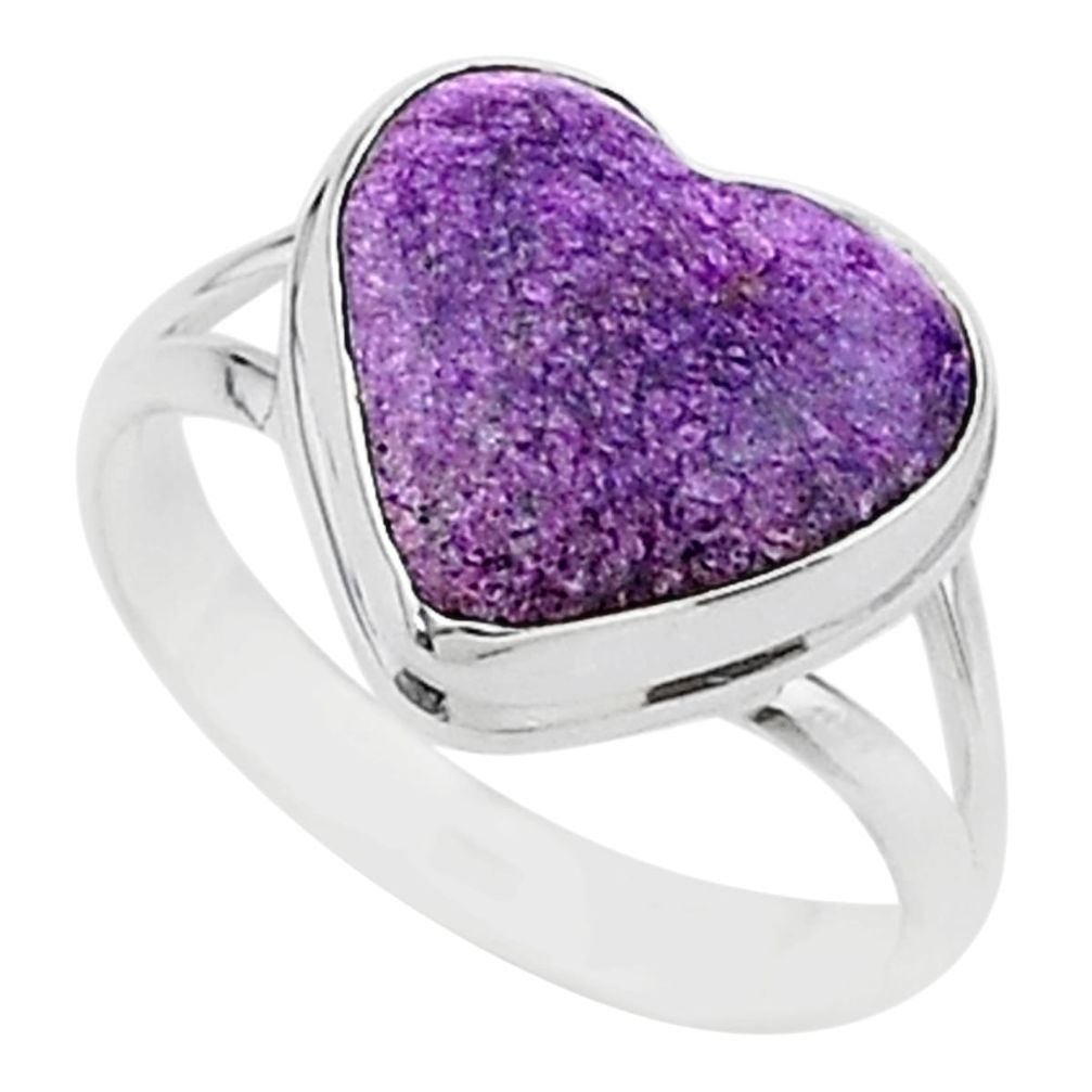 8.34cts solitaire natural purpurite stichtite 925 silver ring size 9.5 t15597