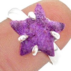 Solitaire natural purpurite stichtite 925 silver star fish ring size 8.5 t63451