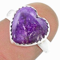 5.63cts solitaire natural purpurite stichtite heart silver ring size 7 u45989