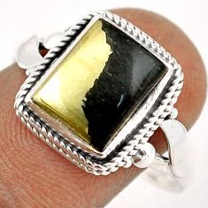 4.30cts solitaire natural pyrite in magnetite 925 silver ring size 8.5 t87603