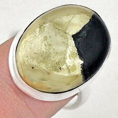 17.46cts solitaire natural pyrite in magnetite 925 silver ring size 7.5 u57781
