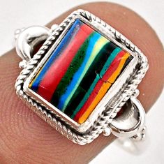 3.90cts solitaire natural rainbow calsilica 925 silver ring size 8.5 t87705