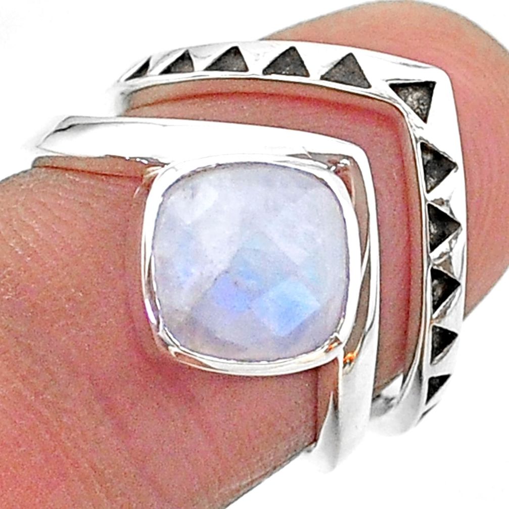 3.01cts solitaire natural rainbow moonstone 925 silver 2 rings size 6.5 t14836