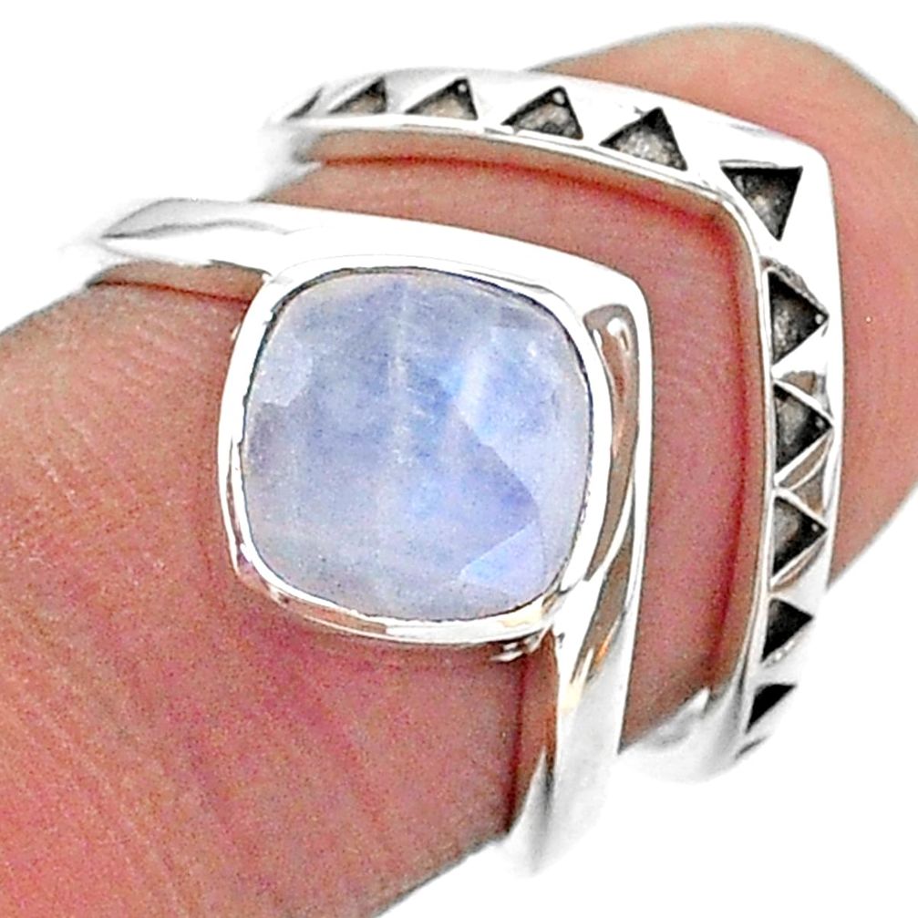 3.04cts solitaire natural rainbow moonstone 925 silver 2 rings size 6.5 t14837