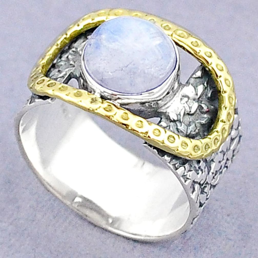 6.03cts solitaire natural rainbow moonstone 925 silver band ring size 9 u29567