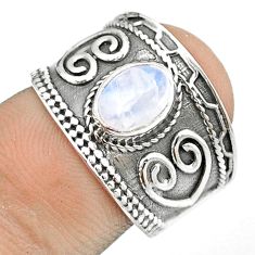 1.51cts solitaire natural rainbow moonstone 925 silver band ring size 6.5 u24081