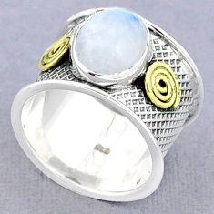 5.65cts solitaire natural rainbow moonstone 925 silver band ring size 8.5 u29573
