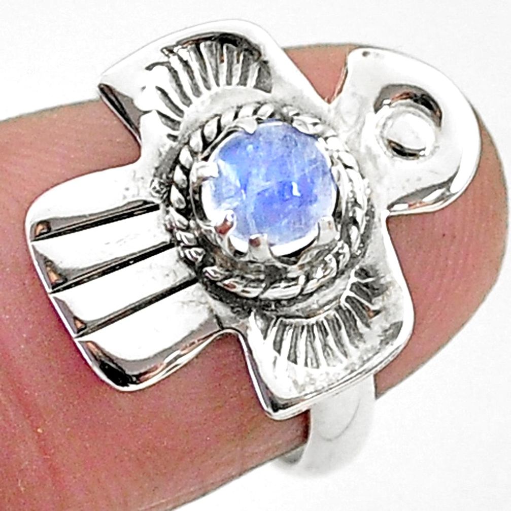 0.58cts solitaire natural rainbow moonstone 925 silver bird ring size 6 t6340