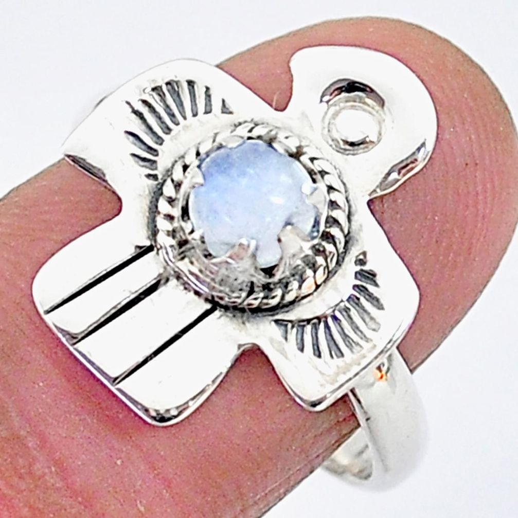 0.73cts solitaire natural rainbow moonstone 925 silver bird ring size 8 t6379