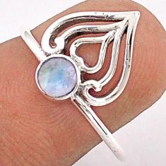 0.37cts solitaire natural rainbow moonstone 925 silver heart ring size 7 t84002