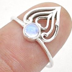 0.51cts solitaire natural rainbow moonstone 925 silver heart ring size 7 u55544