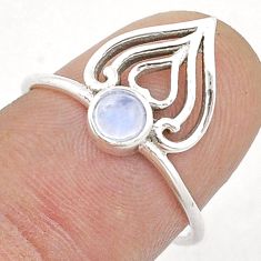 0.52cts solitaire natural rainbow moonstone 925 silver heart ring size 7 u55546