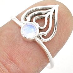 0.52cts solitaire natural rainbow moonstone 925 silver heart ring size 7 u55547