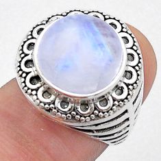 6.18cts solitaire natural rainbow moonstone 925 silver mens ring size 6 u71819