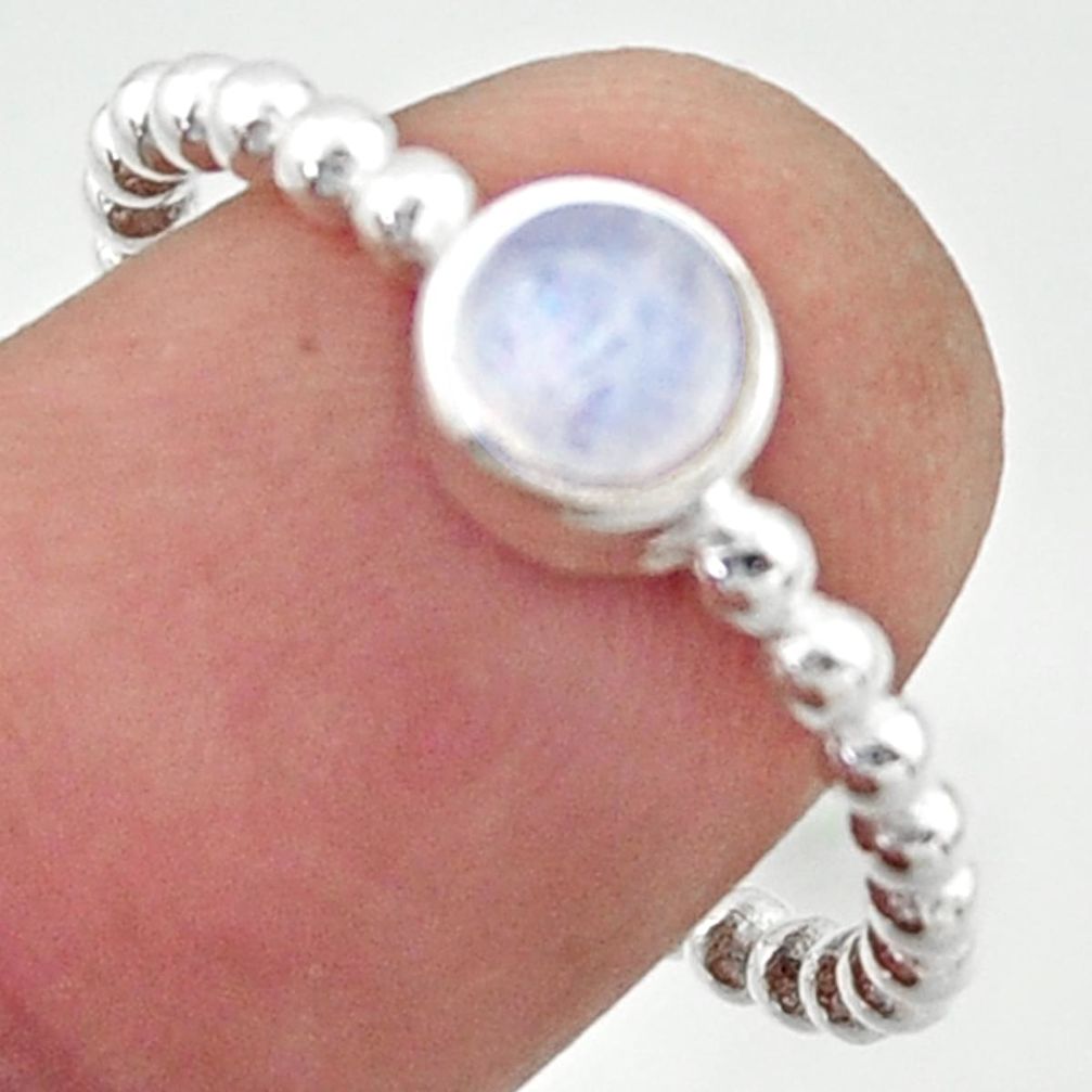 1.07cts solitaire natural rainbow moonstone 925 silver ring size 8.5 r40537