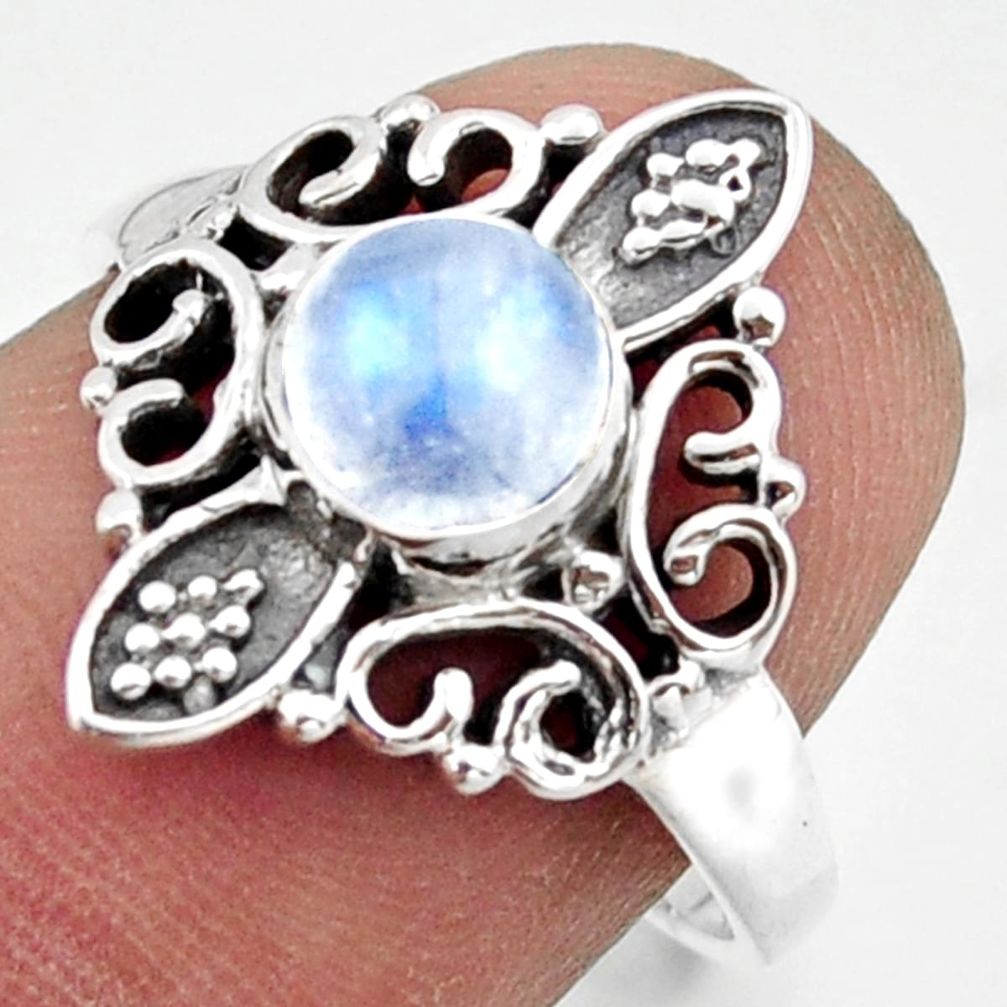 1.32cts solitaire natural rainbow moonstone 925 silver ring size 6.5 r41958