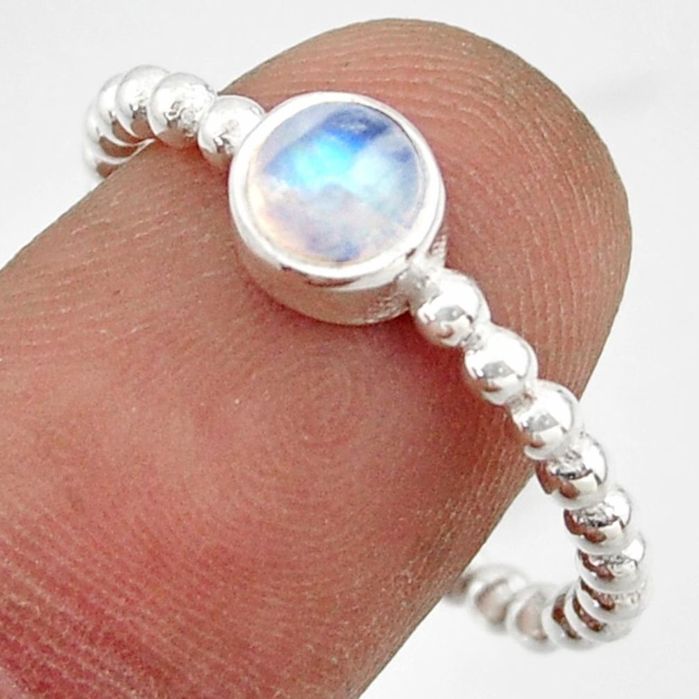 1.06cts solitaire natural rainbow moonstone 925 silver ring size 8.5 r41976