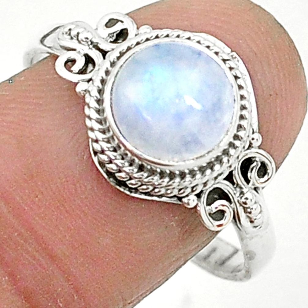 2.43cts solitaire natural rainbow moonstone 925 silver ring size 10 t6598