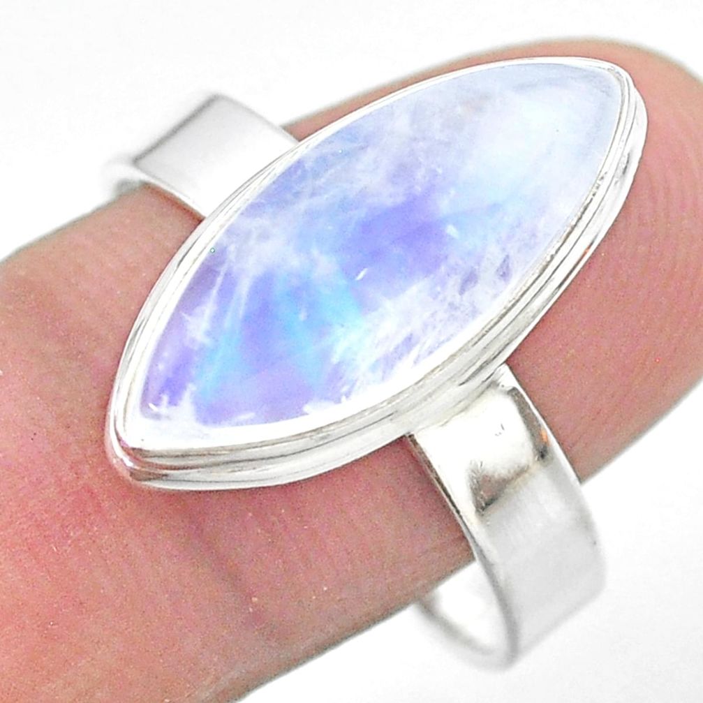 12.03cts solitaire natural rainbow moonstone 925 silver ring size 11 t29228