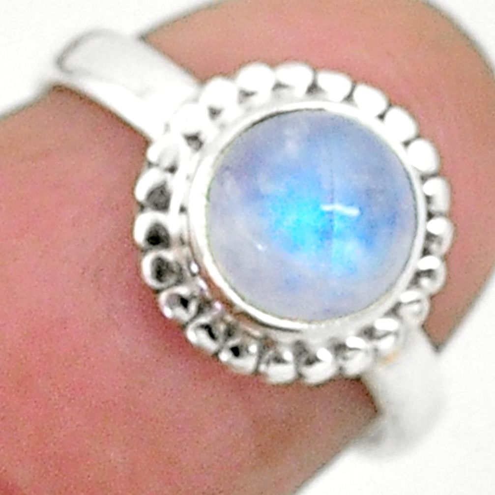 2.49cts solitaire natural rainbow moonstone 925 silver ring size 5 t6572