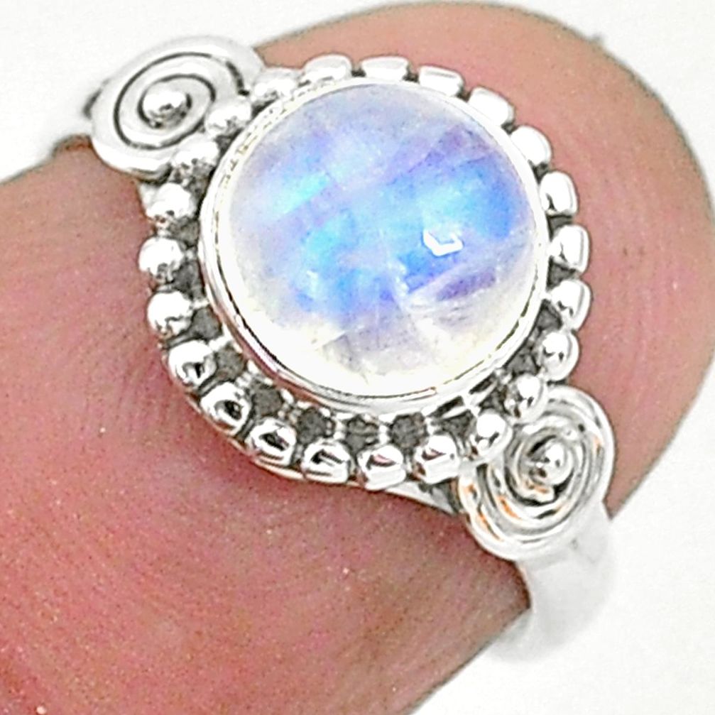 2.75cts solitaire natural rainbow moonstone 925 silver ring size 5 t6631