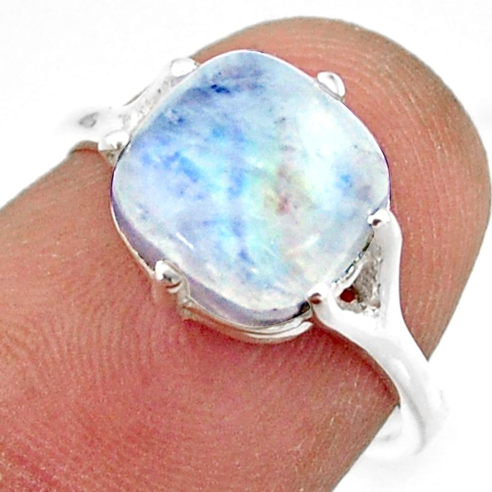 4.50cts solitaire natural rainbow moonstone 925 silver ring size 6 r41938