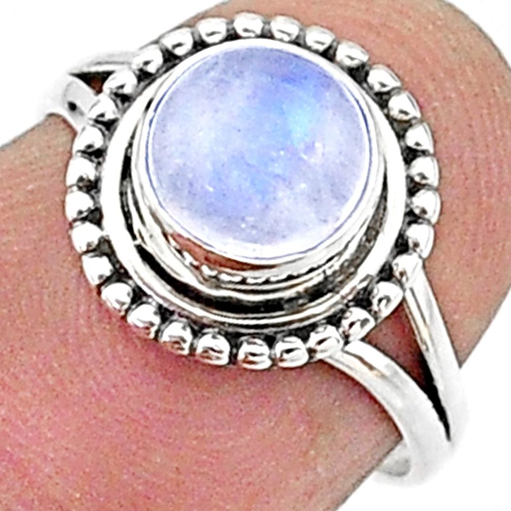 2.42cts solitaire natural rainbow moonstone 925 silver ring size 6 t15651