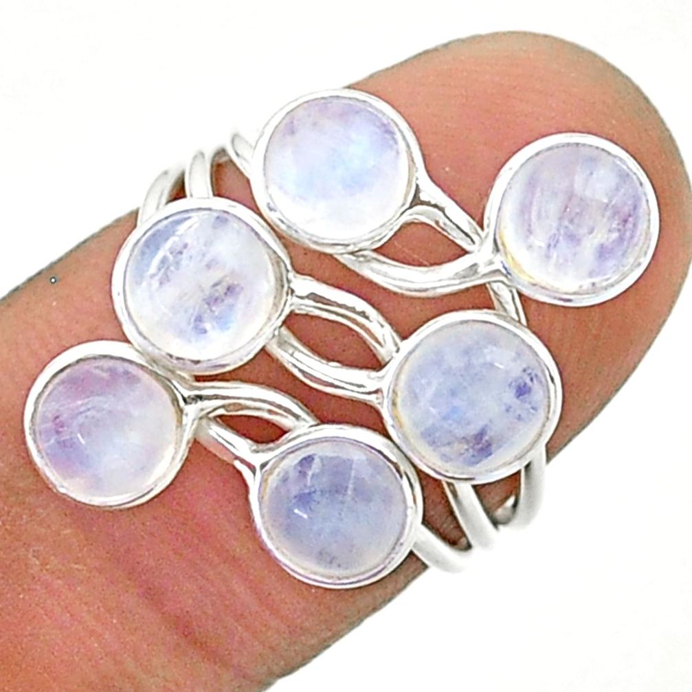 5.22cts solitaire natural rainbow moonstone 925 silver ring size 6 t19200