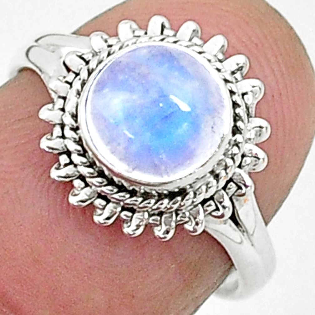 2.45cts solitaire natural rainbow moonstone 925 silver ring size 6 t6567