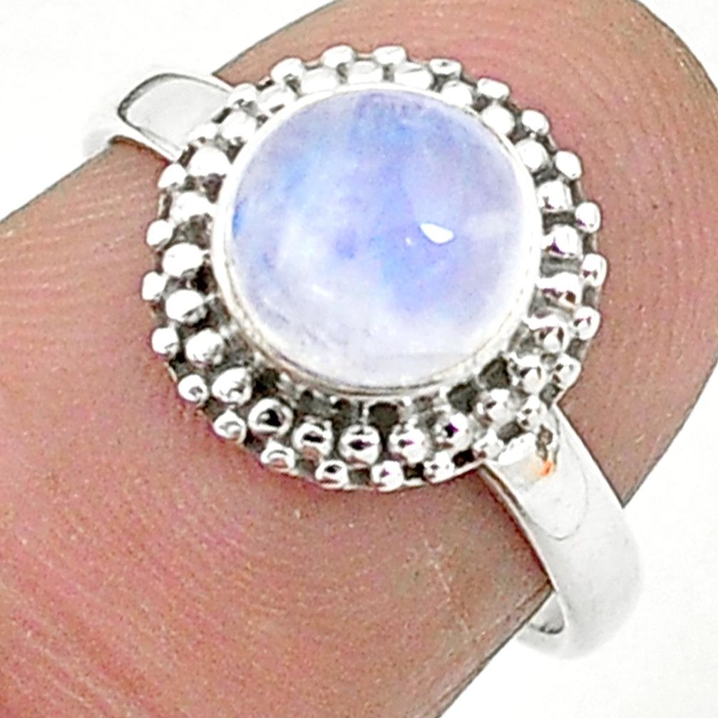 2.40cts solitaire natural rainbow moonstone 925 silver ring size 6 t6583