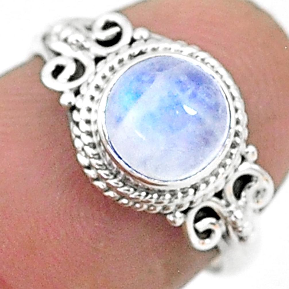 2.42cts solitaire natural rainbow moonstone 925 silver ring size 6 t6595