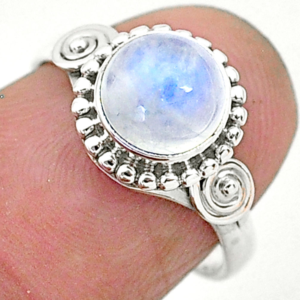 2.40cts solitaire natural rainbow moonstone 925 silver ring size 6 t6614