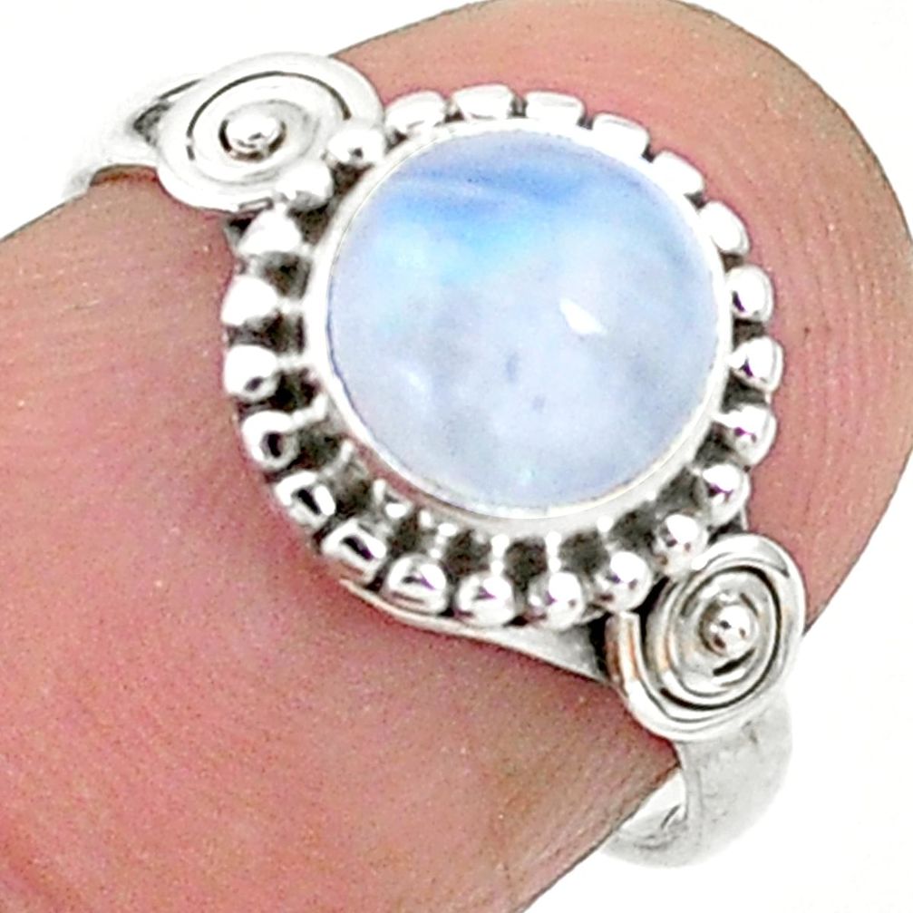 2.42cts solitaire natural rainbow moonstone 925 silver ring size 6 t6623