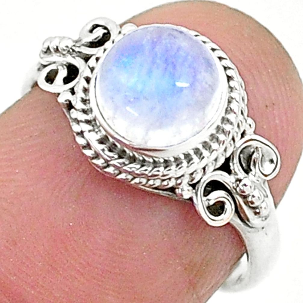 2.42cts solitaire natural rainbow moonstone 925 silver ring size 6 t6628