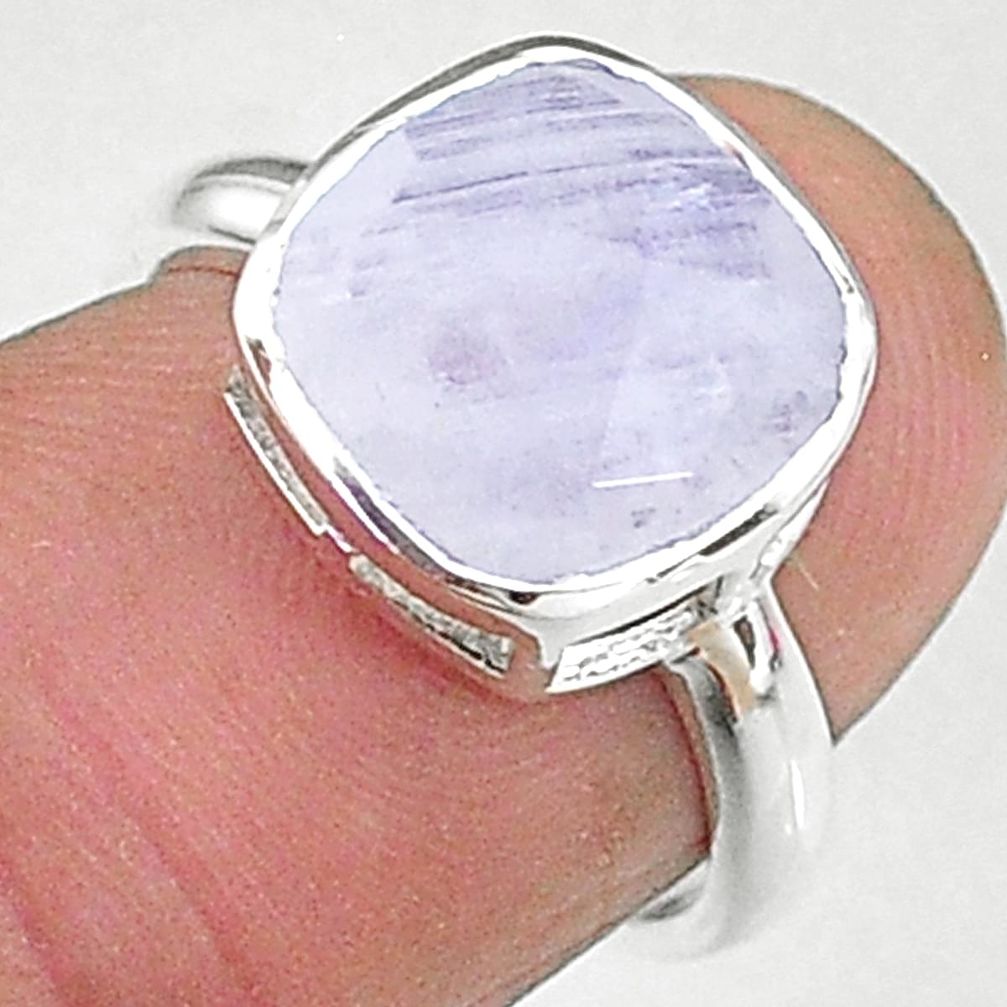 4.30cts solitaire natural rainbow moonstone 925 silver ring size 6 t8222