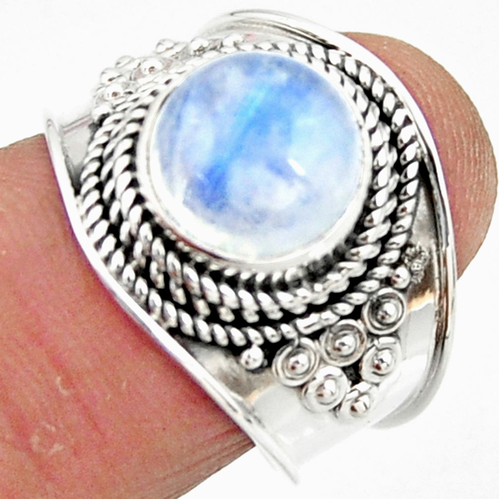 4.73cts solitaire natural rainbow moonstone 925 silver ring size 7 r51923