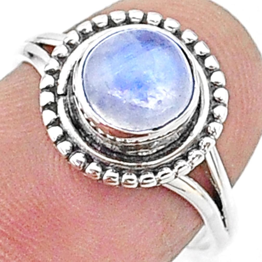 2.42cts solitaire natural rainbow moonstone 925 silver ring size 7 t15655