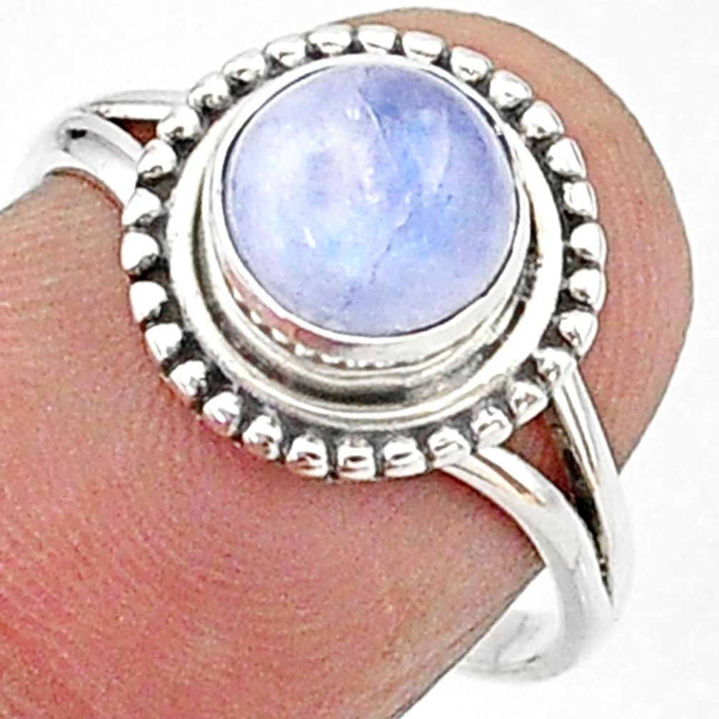 2.42cts solitaire natural rainbow moonstone 925 silver ring size 7 t15679