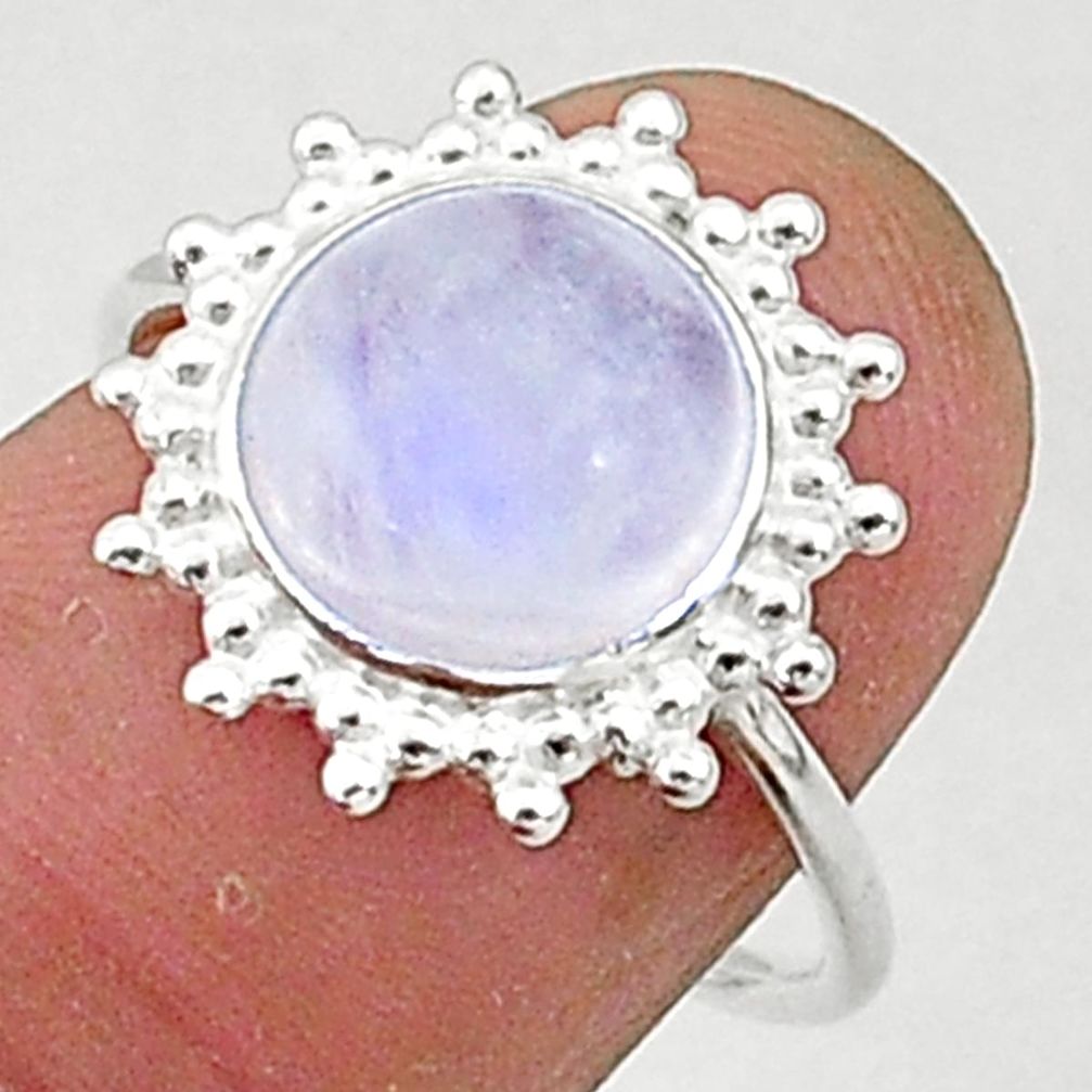 5.08cts solitaire natural rainbow moonstone 925 silver ring size 7 t1592