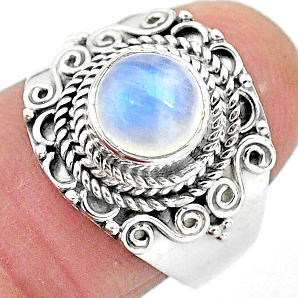 2.84cts solitaire natural rainbow moonstone 925 silver ring size 7 t3529