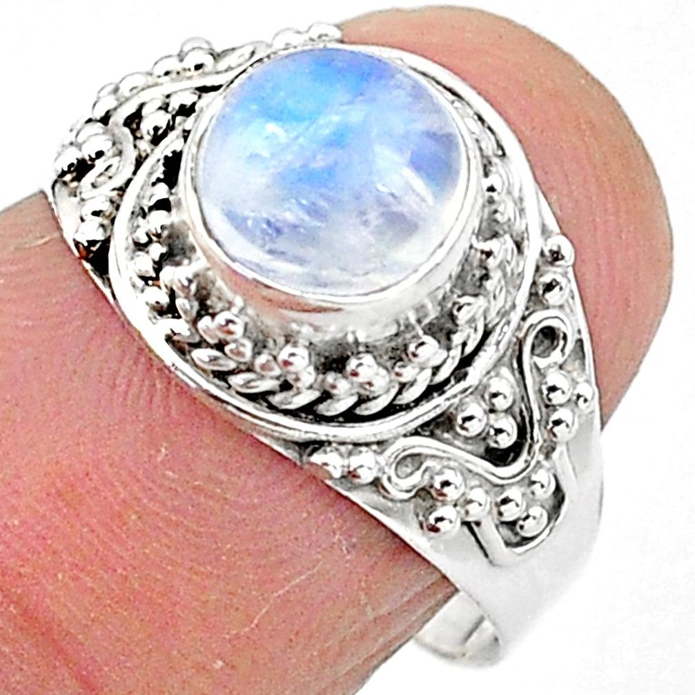 2.44cts solitaire natural rainbow moonstone 925 silver ring size 7 t3542