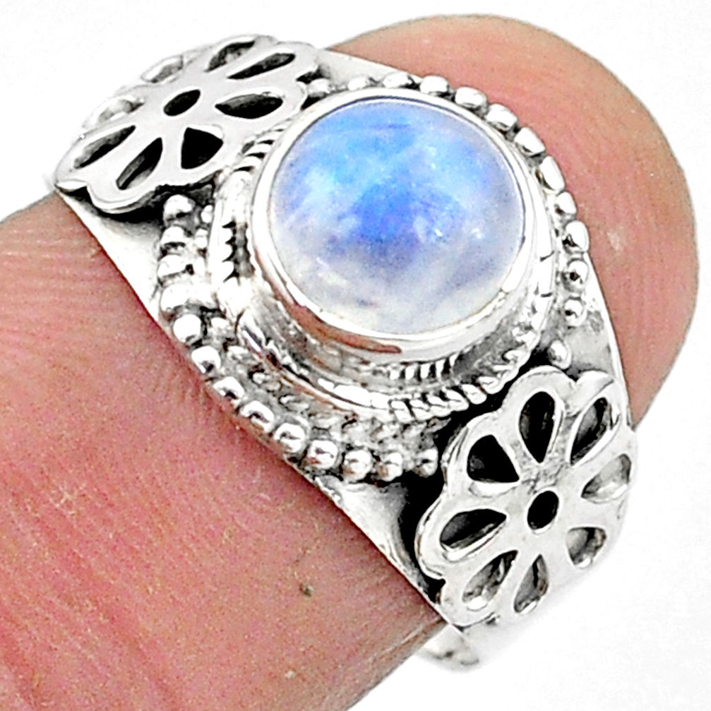 2.43cts solitaire natural rainbow moonstone 925 silver ring size 7 t3557