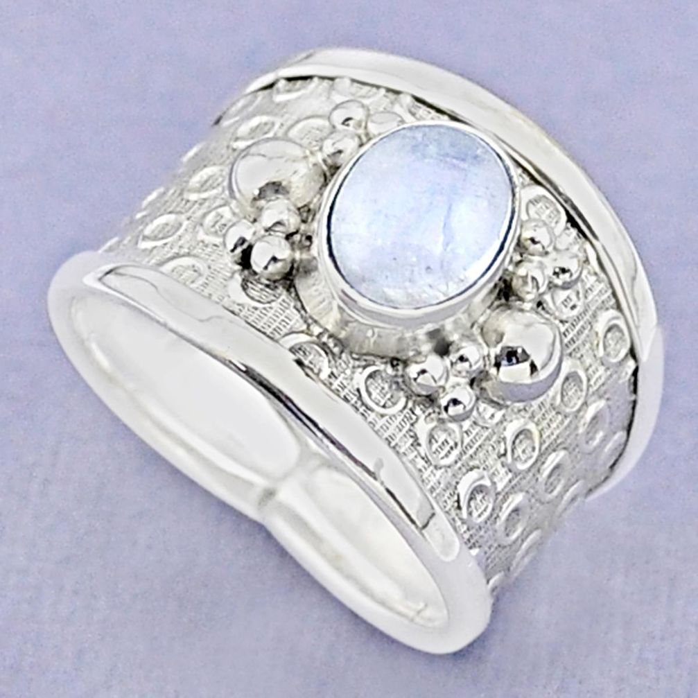 1.95cts solitaire natural rainbow moonstone 925 silver ring size 7 t37178