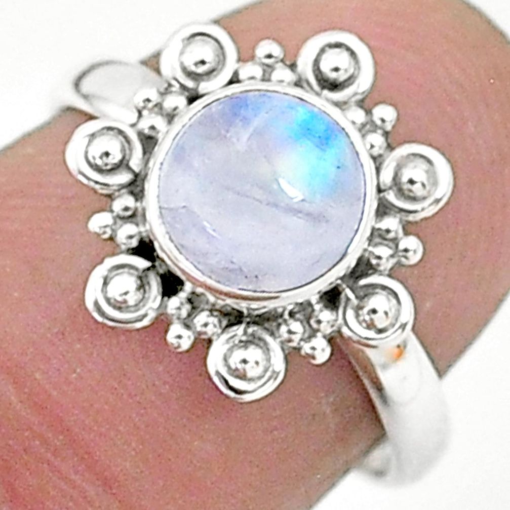 2.50cts solitaire natural rainbow moonstone 925 silver ring size 7 t6582