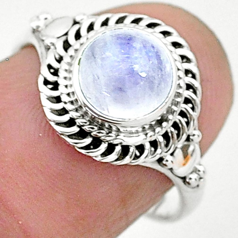 2.55cts solitaire natural rainbow moonstone 925 silver ring size 7 t6613