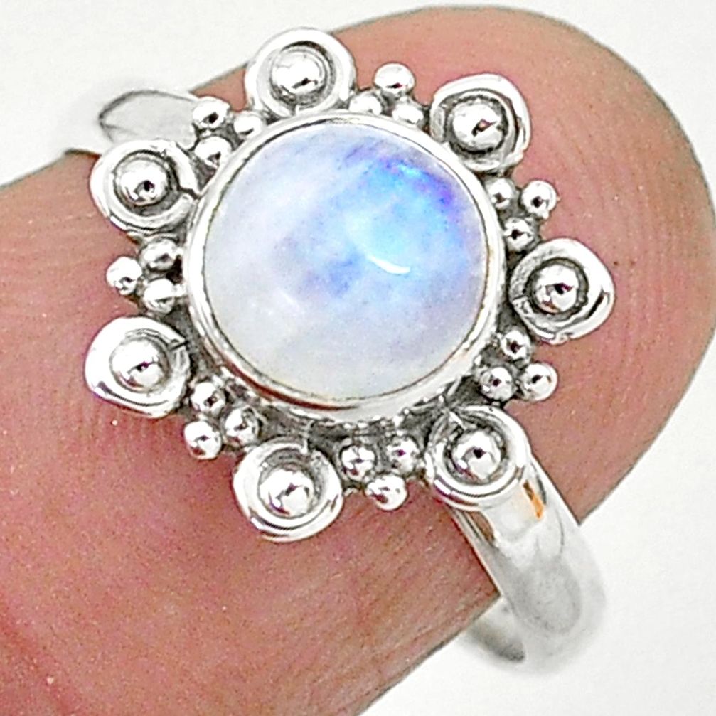2.38cts solitaire natural rainbow moonstone 925 silver ring size 7 t6615